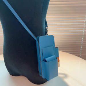 Hermes epsom leather hermesway phone case with strap Blue Hermes epsom leather hermesway phone case with strap Blue