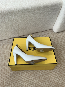 Fendi White Leather Pumps 100MM