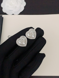Chanel CC Crystal Heart Earrings
