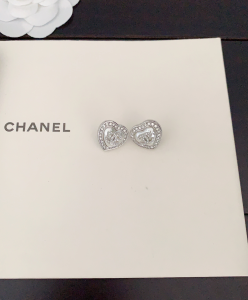 Chanel CC Crystal Heart Earrings