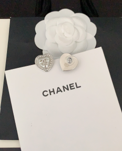 Chanel CC Crystal Heart Earrings