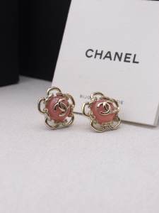Chanel CC Logo Stud Earrings Light Pink