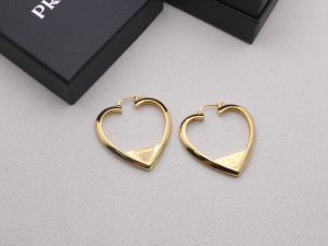 Prada Heart Hoop Earrings Yellow Gold