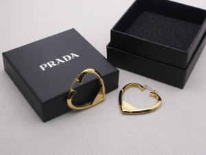 Prada Heart Hoop Earrings Yellow Gold