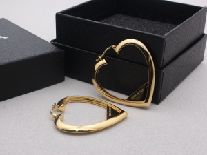 Prada Heart Hoop Earrings Yellow Gold