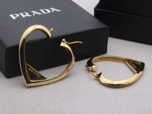 Prada Heart Hoop Earrings Yellow Gold