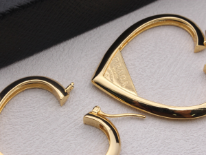 Prada Heart Hoop Earrings Yellow Gold