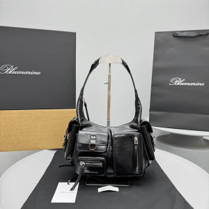Blumarine Cargo Leather Hobo Shoulder Bag Black Blumarine Cargo Leather Hobo Shoulder Bag Black