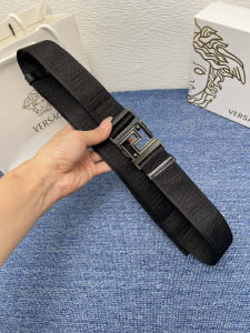 Versace Double Face Allover Embroidered Logo Fabroc Belt Black 40MM Versace Double Face Allover Embroidered Logo Fabroc Belt Black 40MM