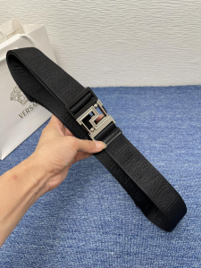 Versace Double Face Allover Embroidered Logo Fabroc Belt Black 40MM Versace Double Face Allover Embroidered Logo Fabroc Belt Black 40MM
