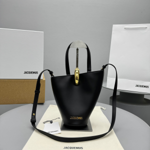 Jacquemus Le Petit Bambola Embellished Asymmetric Leather Bucket Tote Bag Black Jacquemus Le Petit Bambola Embellished Asymmetric Leather Bucket Tote Bag Black