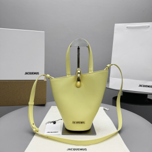 Jacquemus Le Petit Bambola Embellished Asymmetric Leather Bucket Tote Bag Yellow Jacquemus Le Petit Bambola Embellished Asymmetric Leather Bucket Tote Bag Yellow