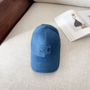 Celine Triomphe Denim Blue Baseball Cap Hat