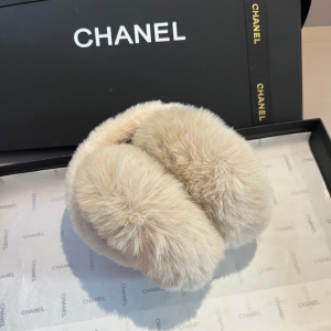 Chanel CC Logo Beige Shearling Ear Muffs