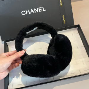 Chanel CC Logo Black Shearling Ear Muffs