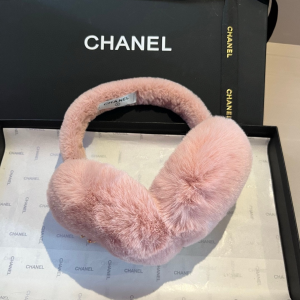 Chanel CC Logo Pink Shearling Ear Muffs