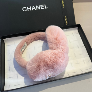 Chanel CC Logo Pink Shearling Ear Muffs