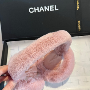 Chanel CC Logo Pink Shearling Ear Muffs