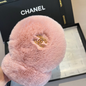 Chanel CC Logo Pink Shearling Ear Muffs