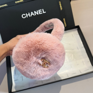 Chanel CC Logo Pink Shearling Ear Muffs