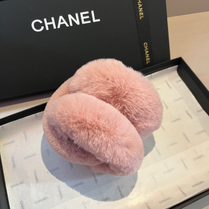 Chanel CC Logo Pink Shearling Ear Muffs