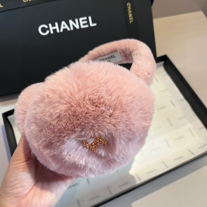 Chanel CC Logo Pink Shearling Ear Muffs