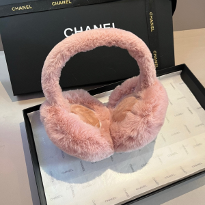 Chanel CC Logo Pink Shearling Ear Muffs