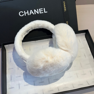 Chanel CC Logo White Shearling Ear Muffs