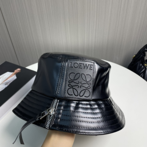Loewe Anagram Leather Bucket Hat Black
