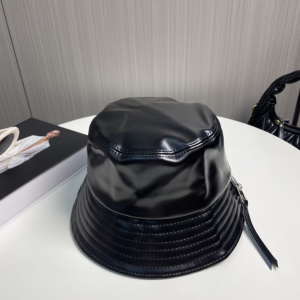 Loewe Anagram Leather Bucket Hat Black