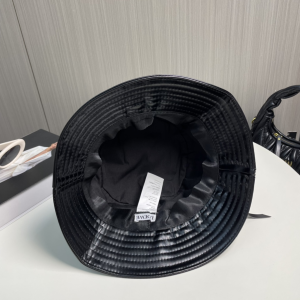 Loewe Anagram Leather Bucket Hat Black