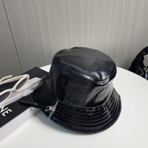 Loewe Anagram Leather Bucket Hat Black