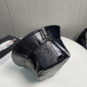 Loewe Anagram Leather Bucket Hat Black