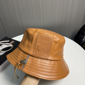 Loewe Anagram Leather Bucket Hat Brown
