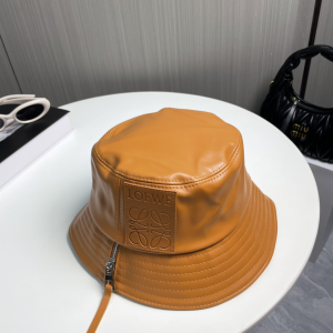 Loewe Anagram Leather Bucket Hat Brown