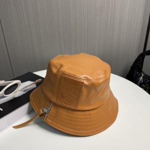 Loewe Anagram Leather Bucket Hat Brown