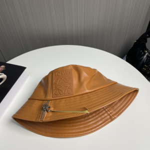 Loewe Anagram Leather Bucket Hat Brown