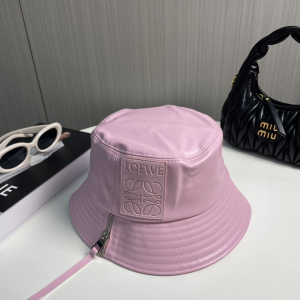 Loewe Anagram Leather Bucket Hat Pink