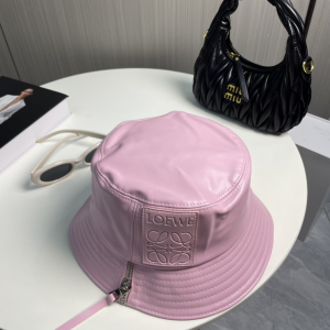 Loewe Anagram Leather Bucket Hat Pink