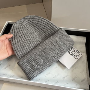 Loewe Logo Knitted Wool Beanie Grey