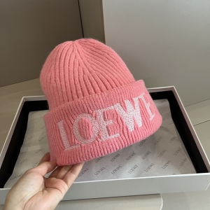 Loewe Logo Knitted Wool Beanie Pink