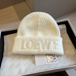 Loewe Logo Knitted Wool Beanie White