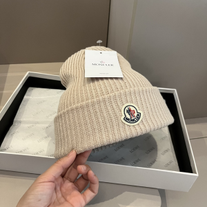 Moncler Knitted Wool Beanie Beige