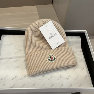 Moncler Knitted Wool Beanie Beige