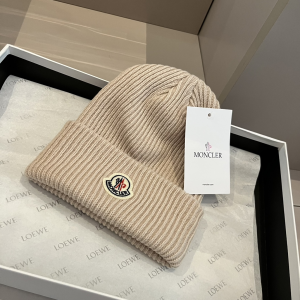 Moncler Knitted Wool Beanie Beige