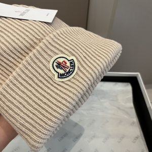 Moncler Knitted Wool Beanie Beige