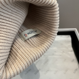 Moncler Knitted Wool Beanie Beige