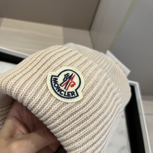 Moncler Knitted Wool Beanie Beige