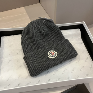 Moncler Knitted Wool Beanie Grey
