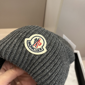 Moncler Knitted Wool Beanie Grey